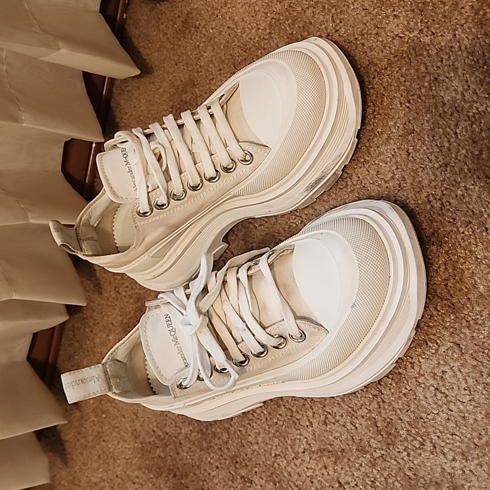 Alexander McQueen Cream Platform Lace-Up Sneakers for Women